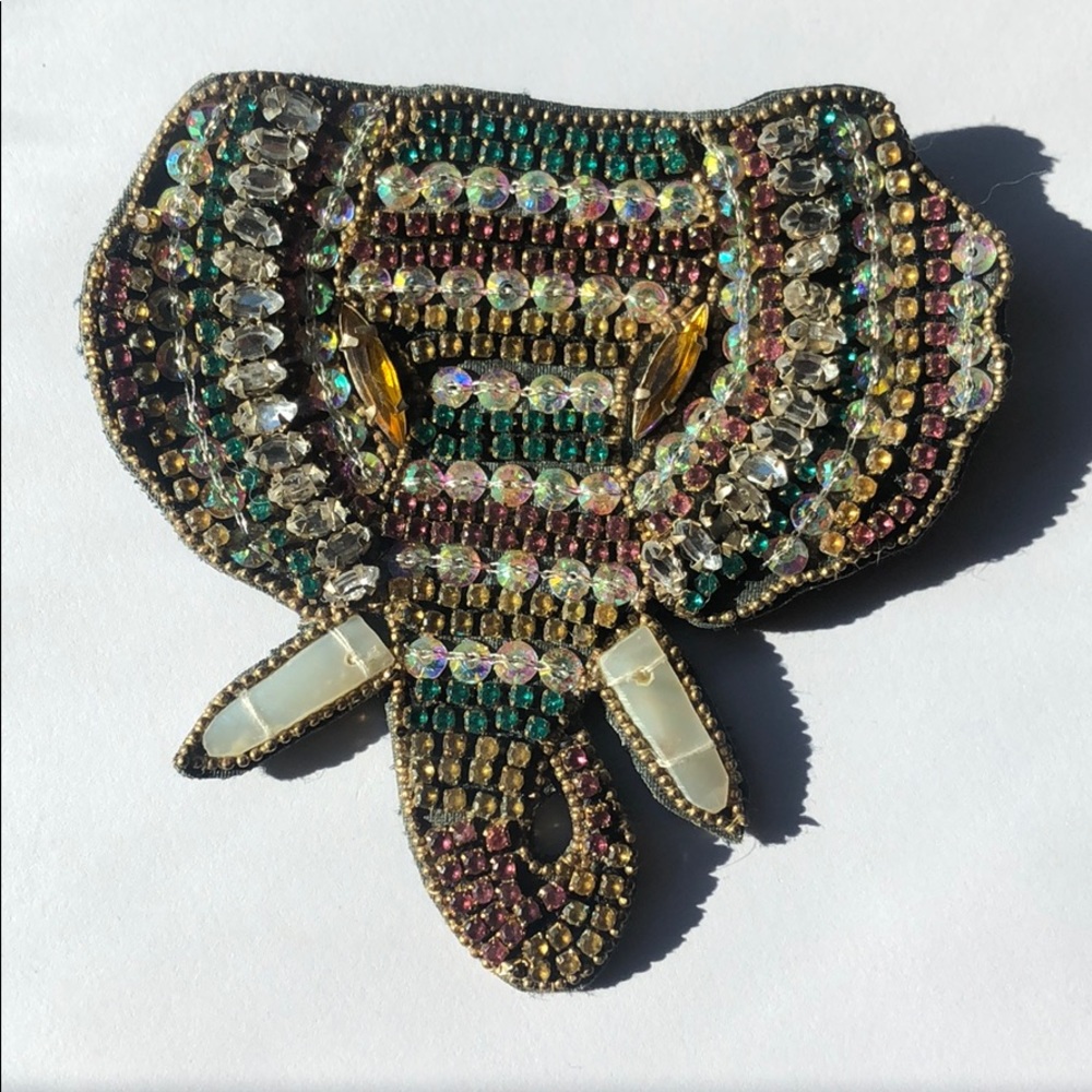 Anthropologie crystal elephant brooch
